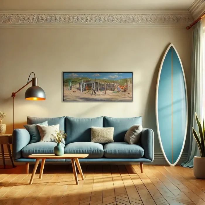 North Shore Surf Café - 50x120 cm - Print på malerlærred af bomuld